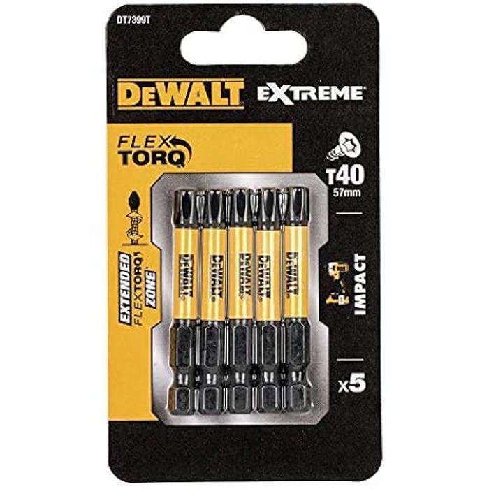 Embouts de vissage - dewalt - t40 extreme impact - 50 mm - lot de 5 - acier argenté