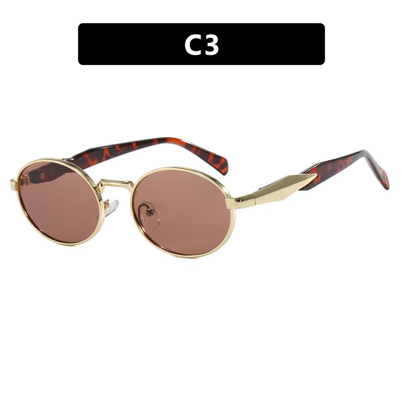New Women Sunglasses Fashion Retro Elliptical Metal Frame UV400 Protection Outdoor Street Trendy Eyewear