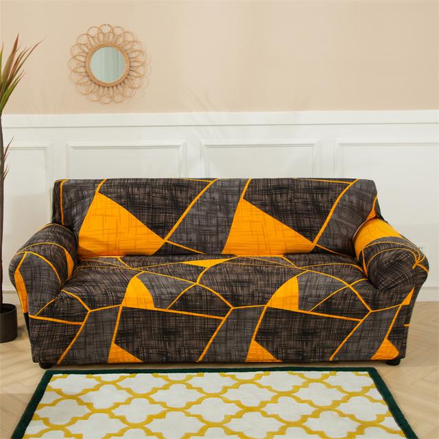 Geometrische große Sofabezüge für Wohnzimmer Ecke Chaiselongue Couch Schonbezüge elastische Sofaschutz Stuhl Sesselbezug 1 Stück