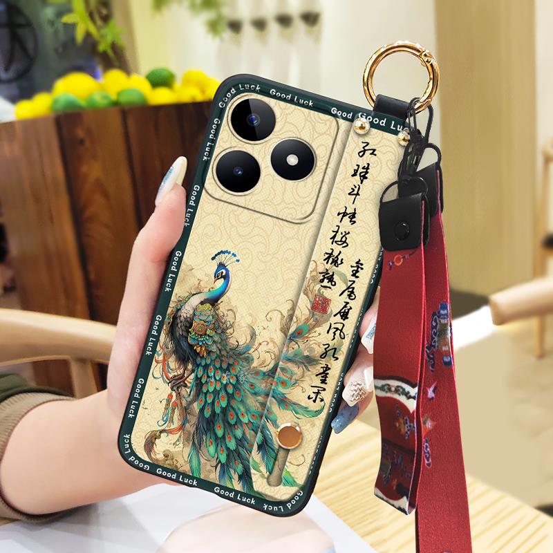 Wristband Anti-dust Phone Case For Realme C53/Narzo N53 Back Cover Wrist Strap Kickstand Waterproof For Mom Anti-knock