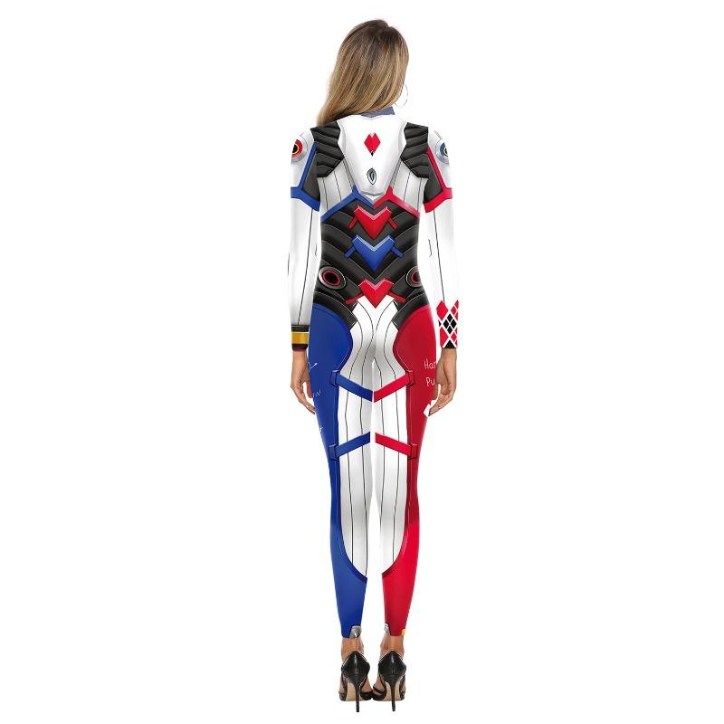 Damen Party Bedruckter Jumpsuit Superheld Halloween Karneval Performance Bodysuits Verkleiden Clowm Cosplay Kostüm