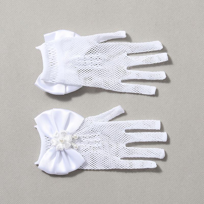 Hochwertige weiße kurze Spitzenhandschuhe aus hohlem Tüll, alle Finger, für Damen, Hochzeitskleid, Party-Accessoires