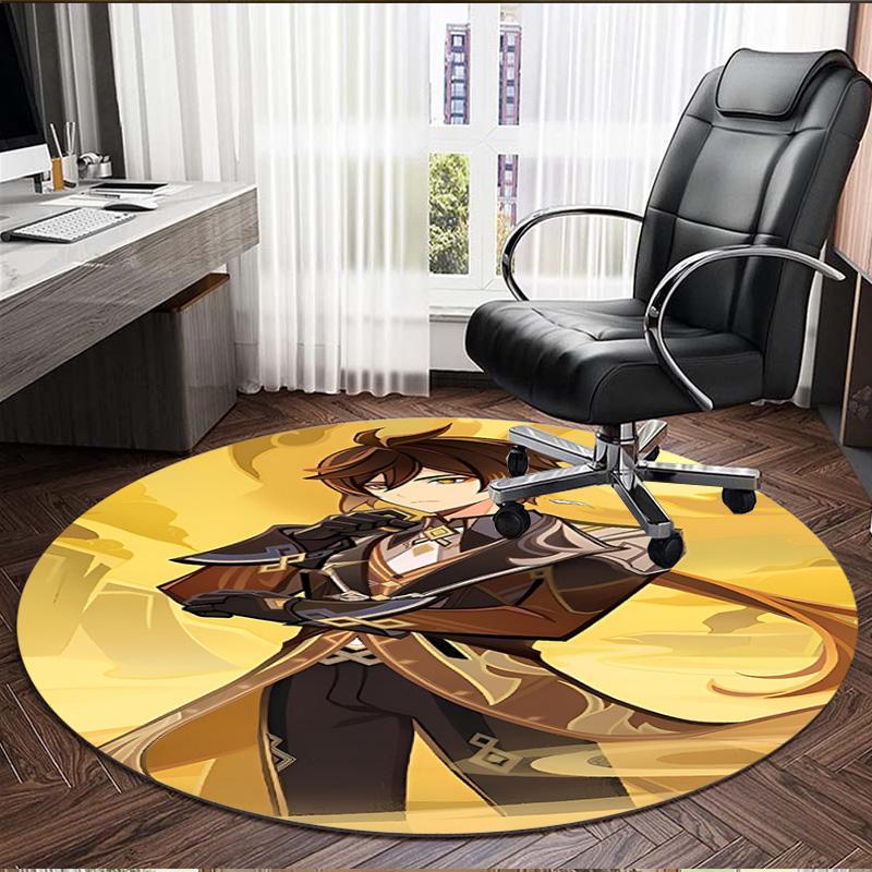 Genshin Impact Print Round Rug, Washable Floor Carpet, For Entryway Dorm Laundry Room Office Study, Home Decor Birthday Christmas Gift