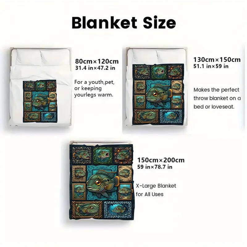 Aquatic Fish Art 2D Flat Pattern Flannel Blanket, High Quality All Seasons, Home Decor, Warmth and Comfort, Perfect for Christmas Gifts.