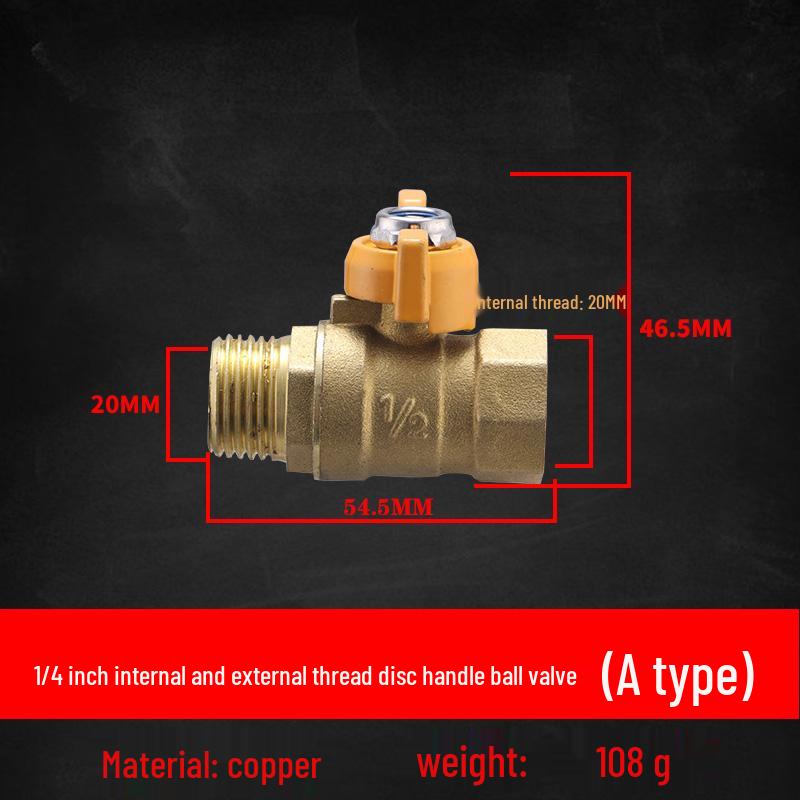 Thickened Double Male Thread Gas Valve for Natural Gas, 4-Point