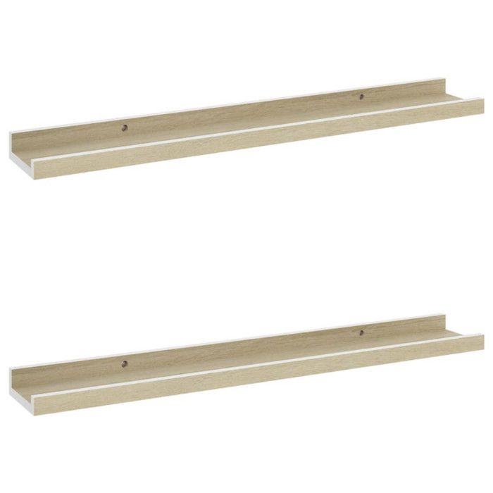 VidaXL Étagères murales 2 pcs Blanc et chêne Sonoma 60x9x3 cm