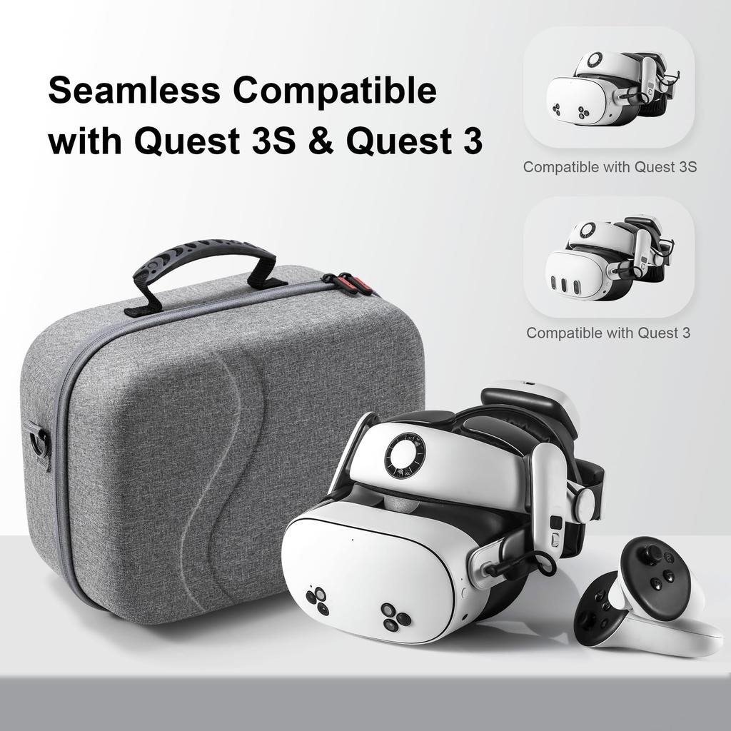 Große Tragetasche für Meta Quest 3/Quest 3S/ BOBOVR S3 Pro/Kiwi Design Akku-Kopfband und andere Zubehörteile Aufbewahrungskoffer
