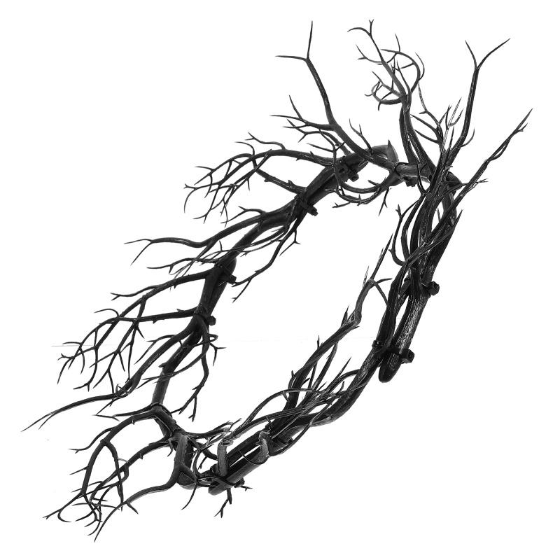 Halloween Wreath Black Twig Garland Fake Branch Decor Artificial Door Wreath Hanging Nament Front Door Garlands Festive Party