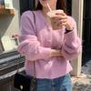 Autumn Winter Women's Knitted Cardigan Women V-Neck Short Solid Sweater Coat Korean Simple Casual Long Sleeve Tops