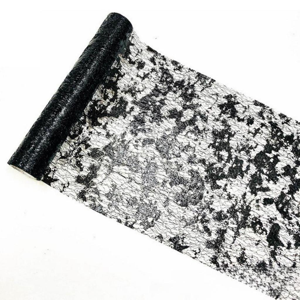 Błyszczący Siatkowy Bieżnik na Stół - Srebrna Dekoracja Stołu - Idealny na Wesele, Centralny Punkt i Dekorację Stołu Jadalnego 1 szt.