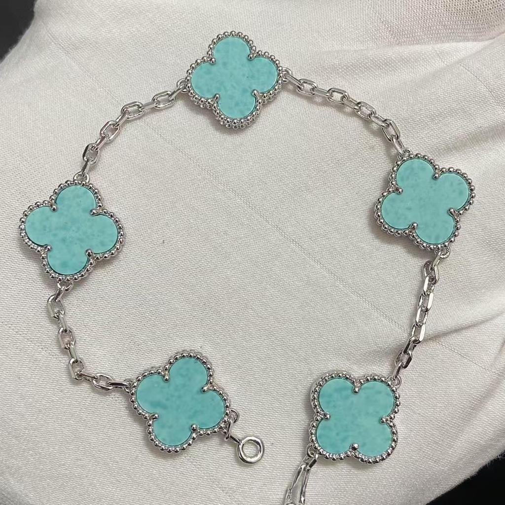 Nuova Versione Bracciale Quadrifoglio Cinque Fiori Agata Rossa Naturale Madreperla Bianca Bracciale da Donna Bracciale Laser