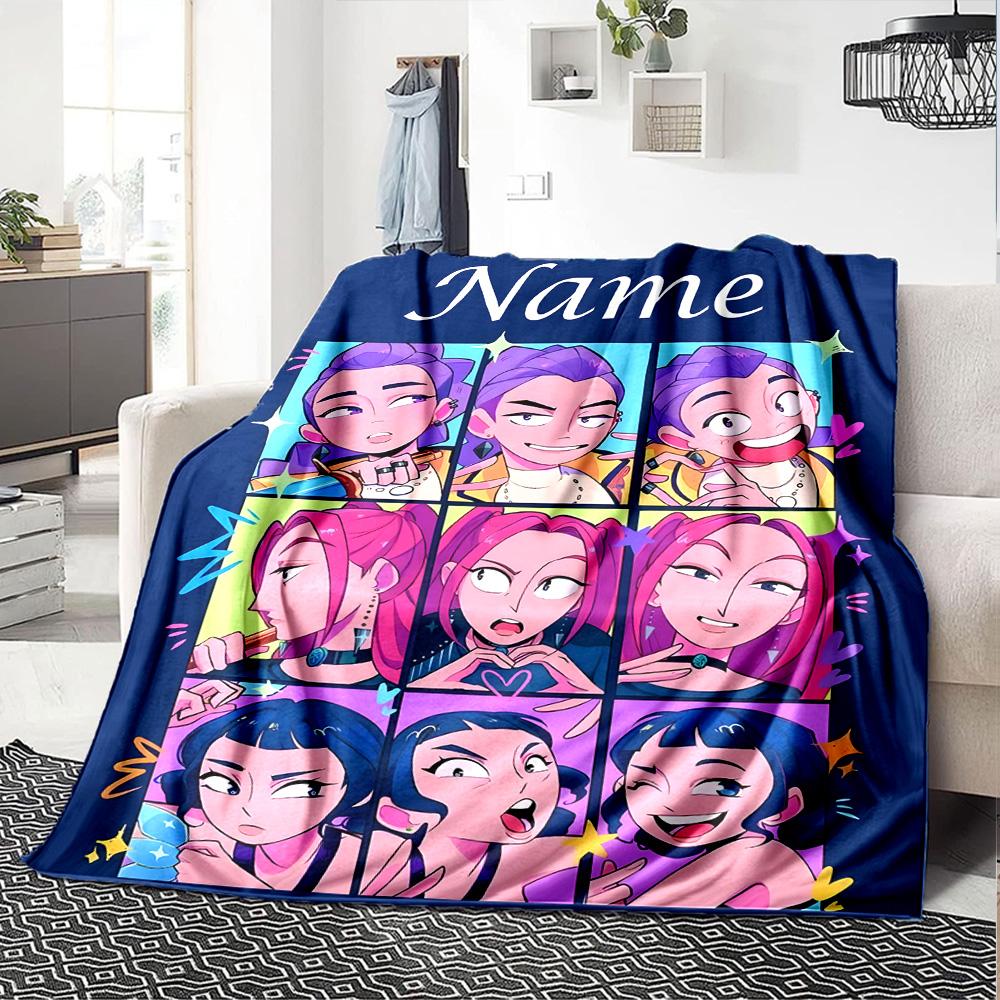 Customizable KPop Demon Hunters36 Throw Blanket – Personalized Name, All-Season Cozy Snug Blanket, Machine Washable, Personalized Blanket