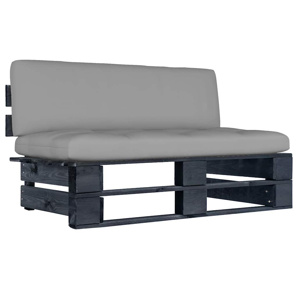 Garden Pallet Middle Sofa Black Impregnated Pine Wood