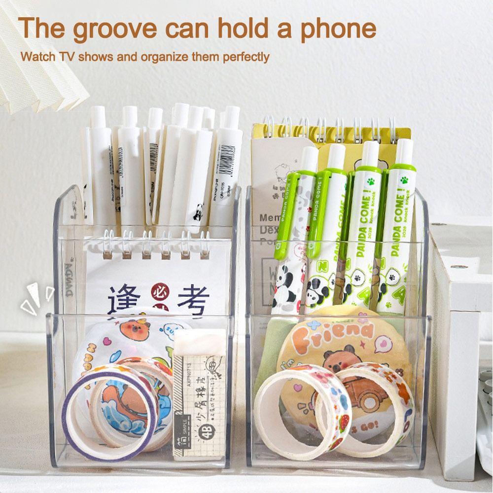 Transparent Pen Holder INS Style Pen Storage Box Durable Pencil Container
