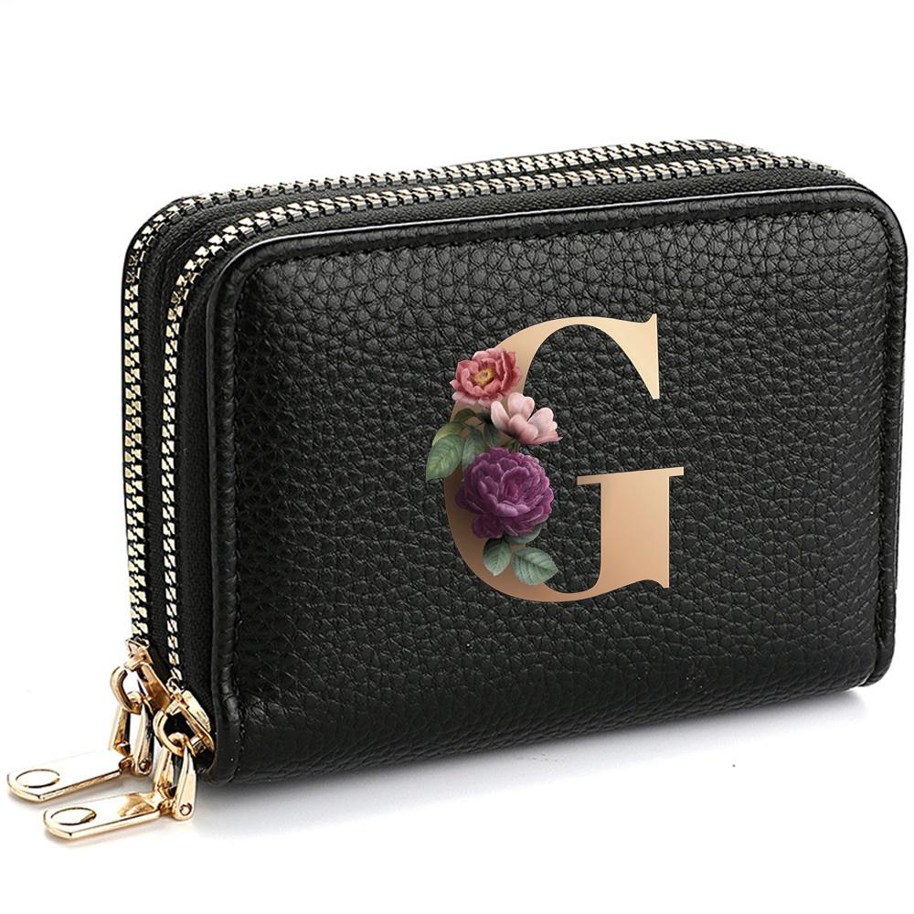 Portafoglio Portatessere da Donna, alla Moda, con Doppia Cerniera, Stampa di Lettere, Multi-Scomparto per Carte di Credito e Monete da Donna