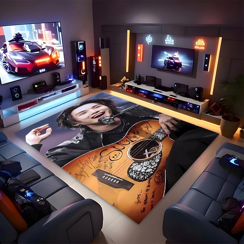 1pc Jin singer2 Print Area Rug - Soft, Washable Non-Slip Indoor Mat for Office Chairs, Living Room, Home Office Decorative Rug