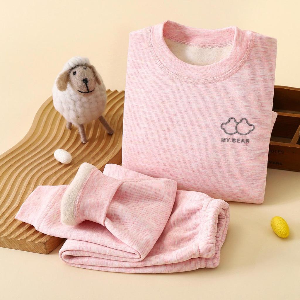 Koala Fleece Seamless Kids' Warm Suit: Brushed Thick Underwear for Autumn & Winter