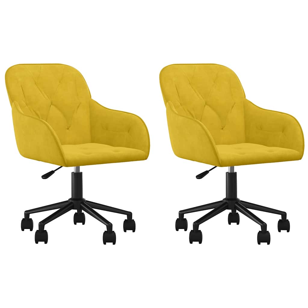 Dining Room Chairs 2 Pcs Swivel Yellow Velvet