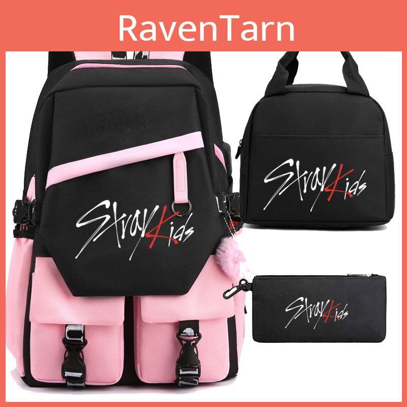 Stray Kids Backpack Lunch Bag Pencil Case Oxford Cloth Student Set For Daily Use