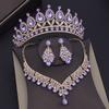 Baroque Blue Crystal Bridal Jewelry Sets for Women Tiaras Crown Earrings Necklace Sets Bride Wedding Dress Dubai Jewelry Set