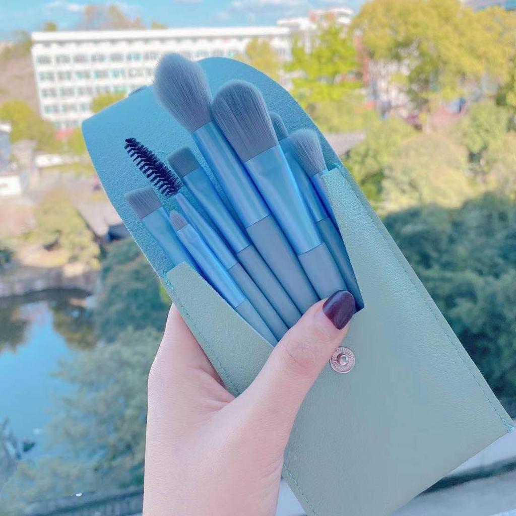 Macaron Series Mini Makeup Brush Set - 8 Portable Soft Bristle Tools for Eyeshadow