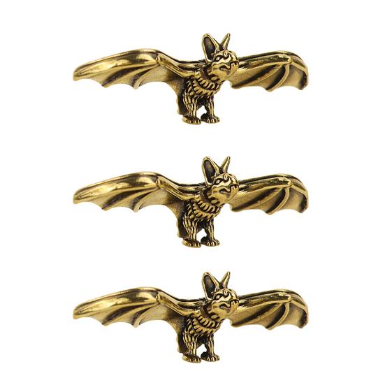 Gothic Style Living Room Accessory Brass Bat Figurines, Vintage Copper Flying Statue, Collectible Mini Animal Figurine Ornament, Desk Feng Shui