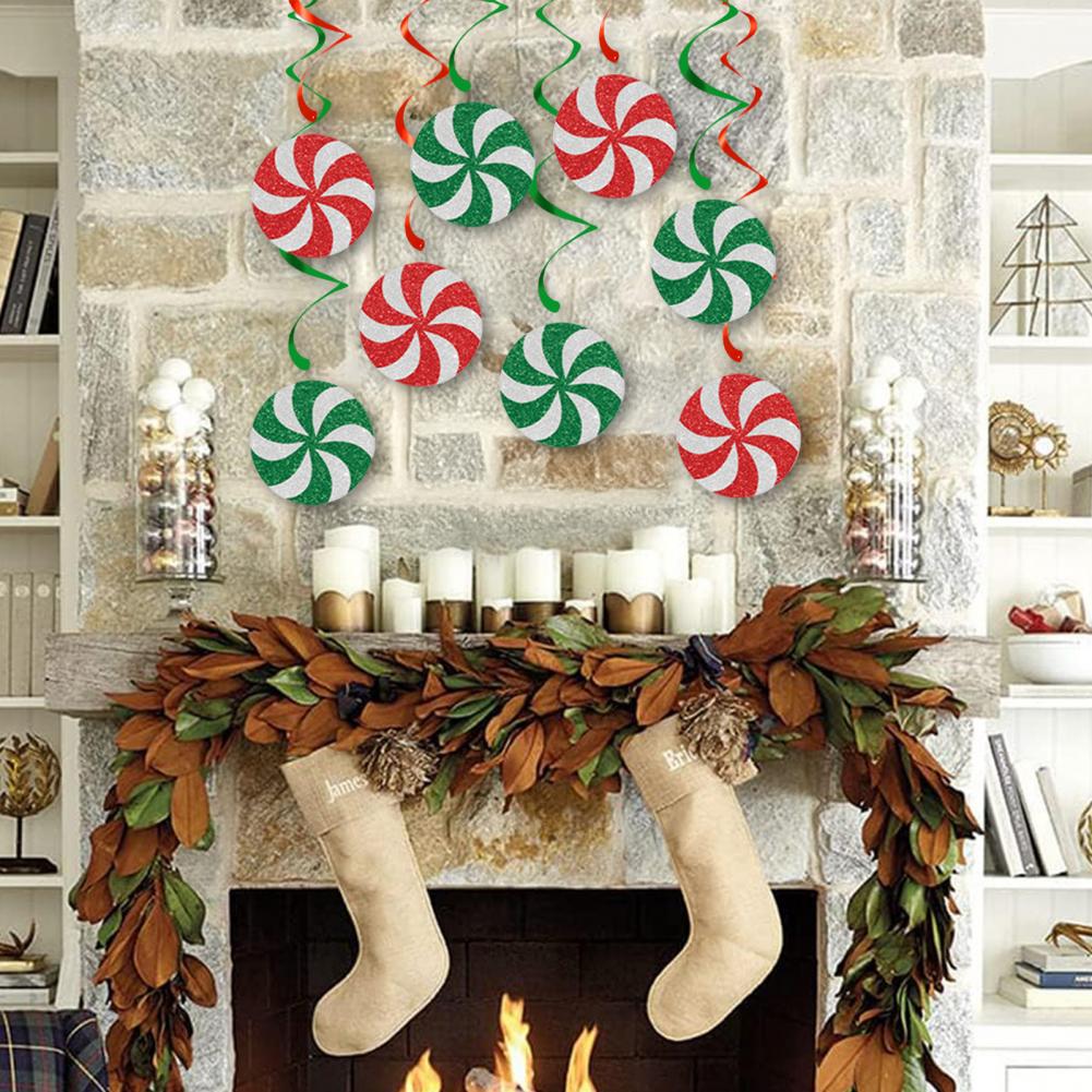 Christmas Hanging Swirls Festive Party Decorations Glittery Christmas Candy Hanging Swirls Garland Banners for Party for Baby