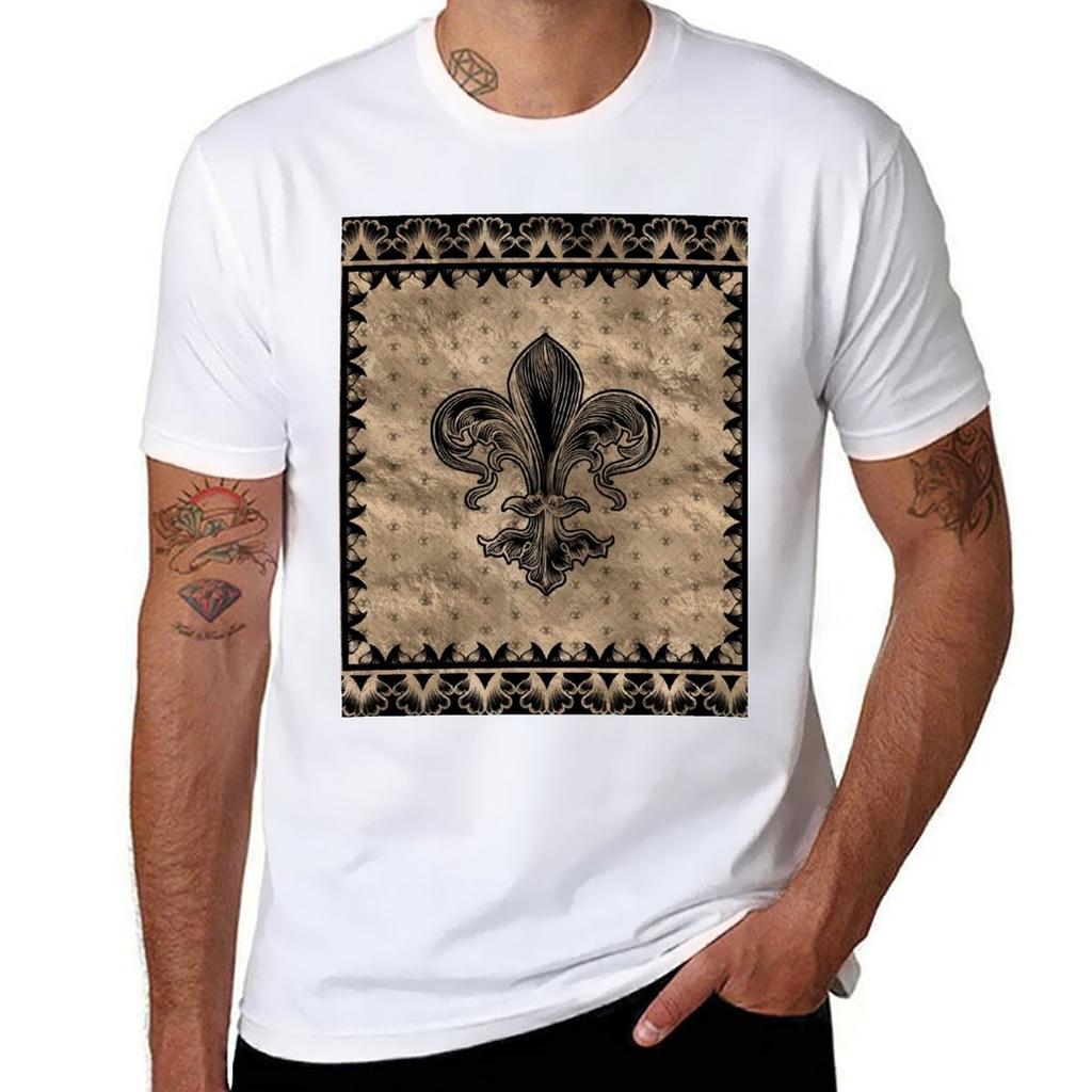 Fleurdelis Black And Gold Tshirt Urban Casual Loose Fit Tee