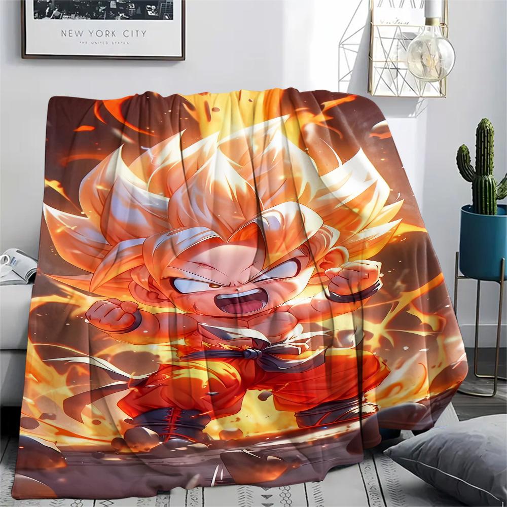 1PC Son Goku Patterned Flannel Blanket Suitable For All Seasons For Home Decor Warmth And Comfort Gifts Holiday Present