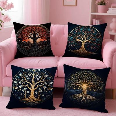 Lebensbaum Kissenbezug Pflanze Floral Kissenbezug 2-in-1 Wendbar Plüsch Kissenbezug | Auto/Sofa/Bett | Perfektes Geschenk