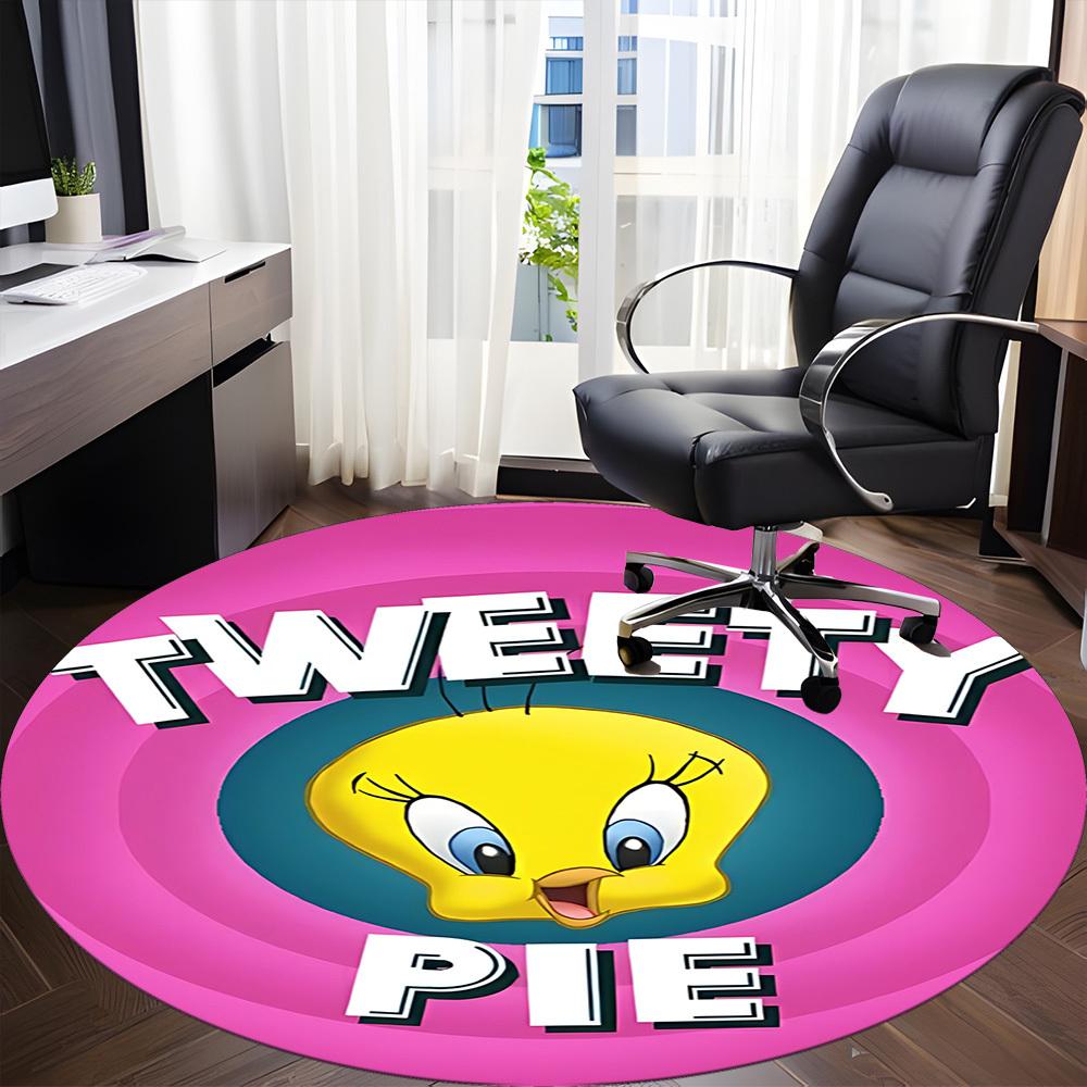 1pc Looney Tunes Tweety Pie Office Round Area Rug, Under Office Chairs Bedroom Living Room Home Decor A1022305