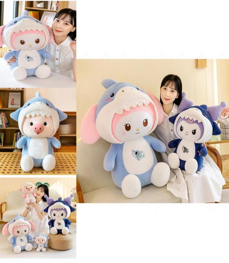 Niedliches Hai-Schwein Kinder Junge Mädchen Begleiter Geburtstagsgeschenk Plüsch Blau Rosa Paar Puppen 30cm