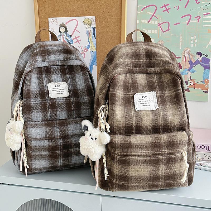 Schoolbag backpack 1011 new retro plaid autumn and winter backpack Japanese girl college student literary and versatile schoolbag
