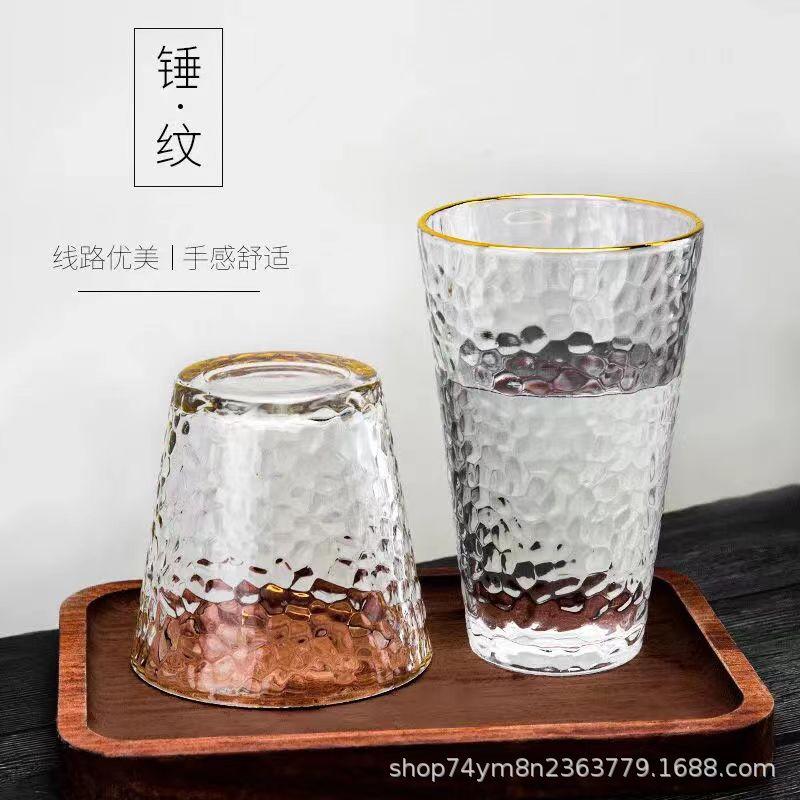 Blyfrie glasskopper: Hammermønster med gullkant for juice, melk, te, vann eller vin