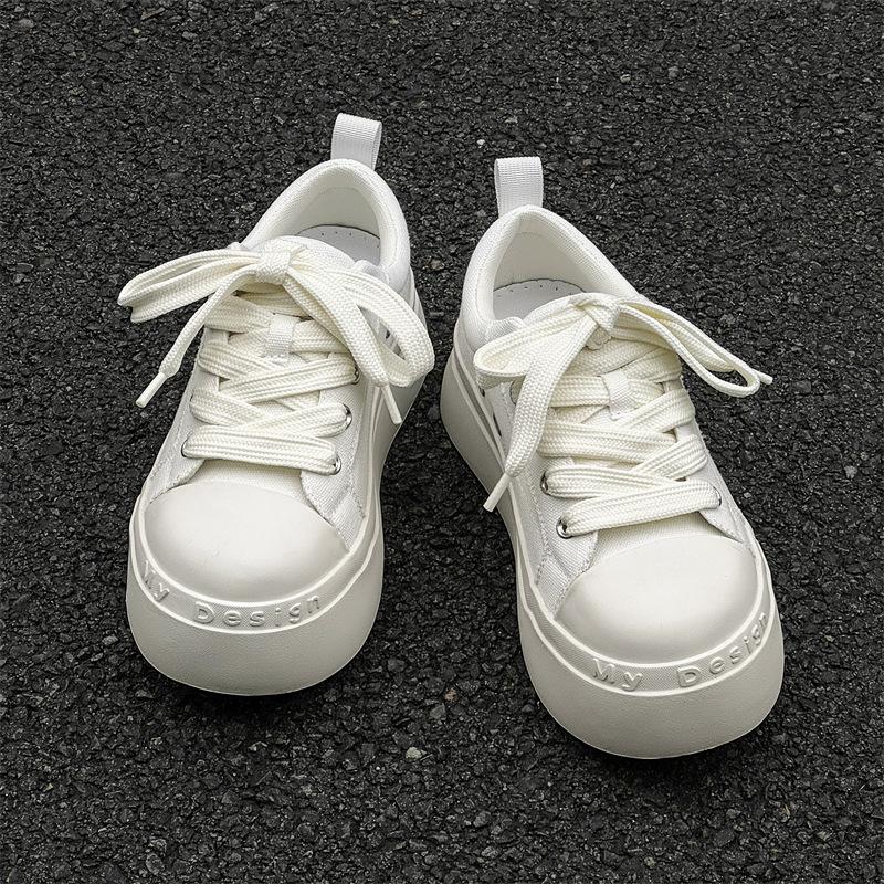 Big head shoes black and white canvas shoes raw niche thick sole heightening casual shoes ugly cute shoes board shoes