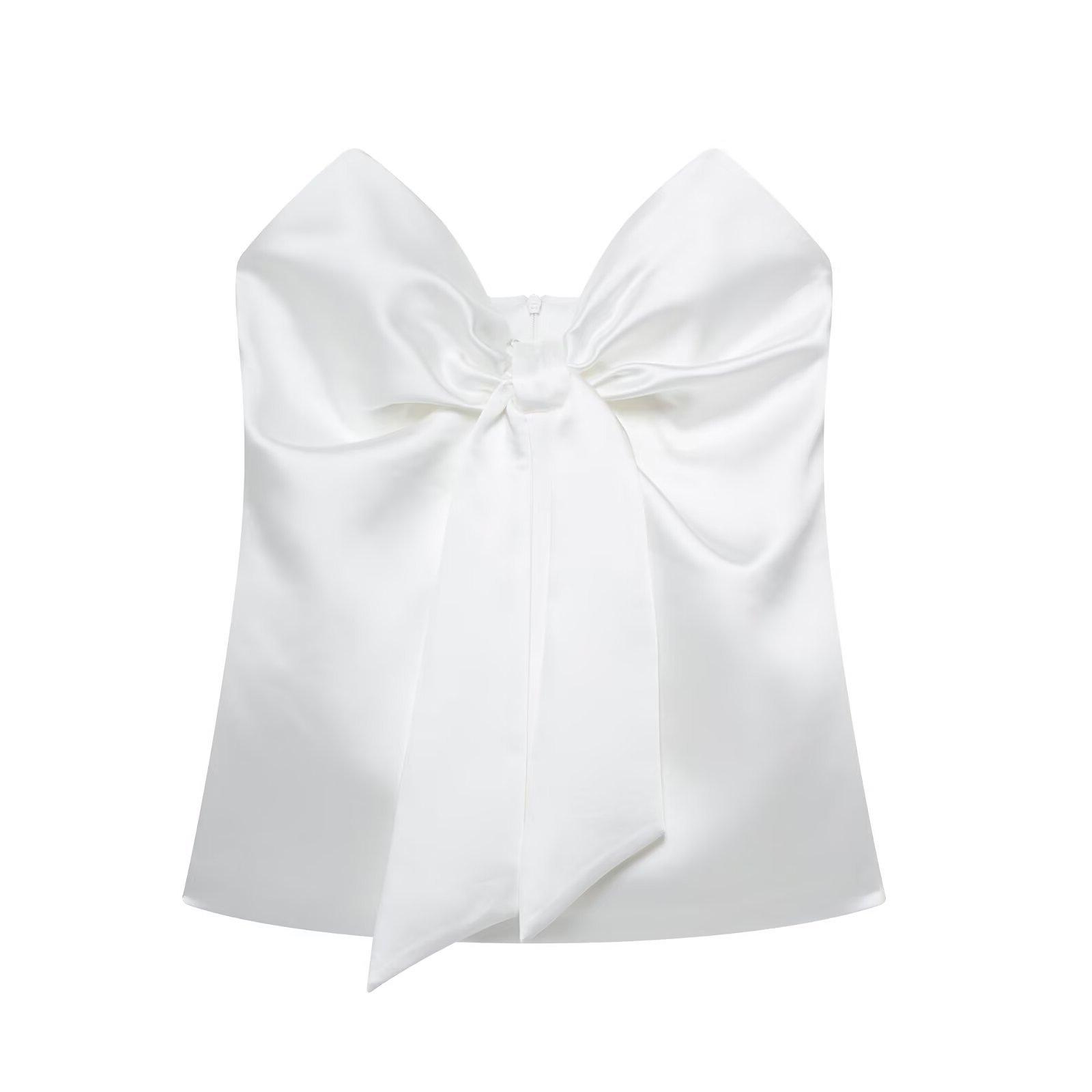 

TAOP&ZA Women s Summer Bow Decor Textured Bandeau Top S як показано кольору