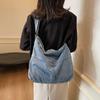 Hong Kong style ins simple personalized denim women's tote bag new travel shoulder messenger bag women