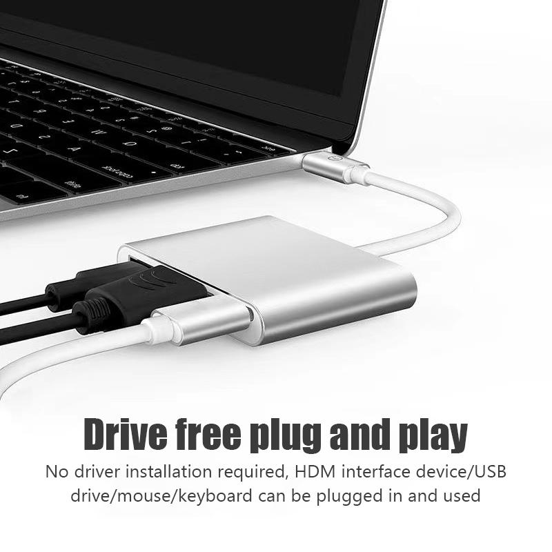 USB-C To HDMI 3 In 1 Cable Converter For Samsung Huawei iPad Mac USB 3.0 USB C To HDMI Male To Female 4K USB 3.0 Adapter Cable