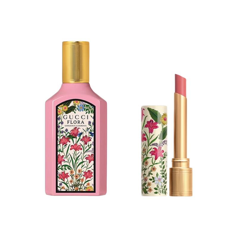 Gucci Flora Gorgeous Gardenia With Lipstick Makeup Set