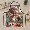 1pc Grandma Floral Dress Cooking Apron with Whimsical Cartoon Design - Durable Polyester Kitchen Apron for Baking