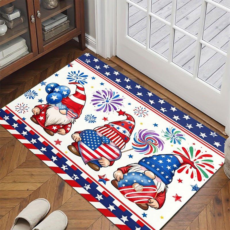 Decorative Patriotic American Uncle Sam Stars and Stripes Flag Runner Rug Polyester Hallway Mat Entryway Carpet for Home Decorat