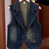 2025 Spring Plus Size Women's Loose Denim Vest - Trendy Sleeveless Outerwear