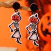 Colorful Pumpkin & Dancing Skeleton Halloween Earrings
