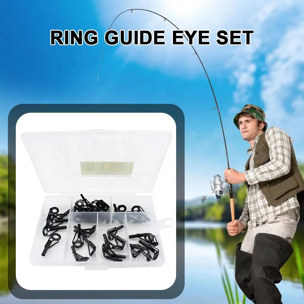 80/40pcs Fishing Rod Line Guides Eye Set Stainless Steel Tip Top Ring Circle Pole Repair Kits Fishing Tackle Fishing Accessories
