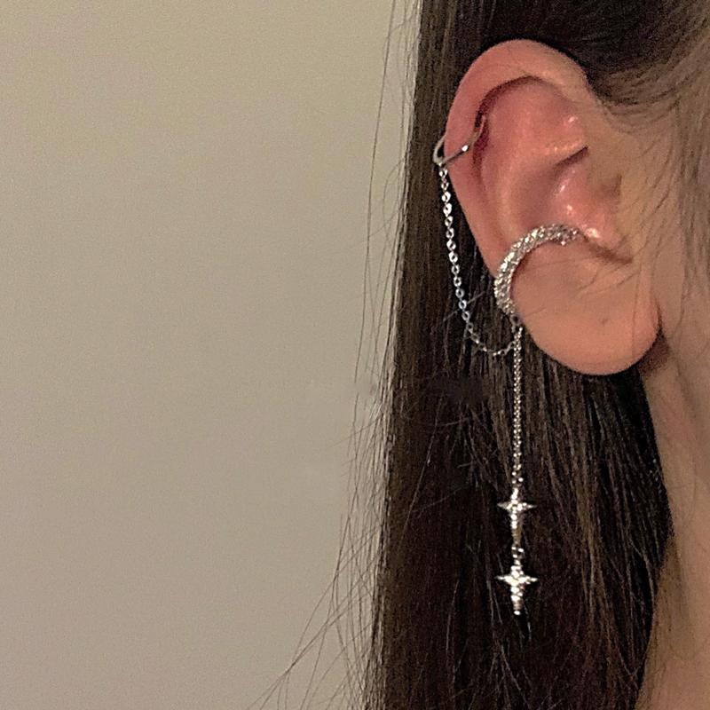 2026 New Imitation Pearl Tassel Beaded Chain Tassel Ear Cuff for Women Fashion Ear Clip Earrings Versatile Non Piercing Jewelry