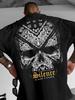 Front and Back Double Image < Silence Is Also a Choice > Men's Fashion Printed Casual Short Slee