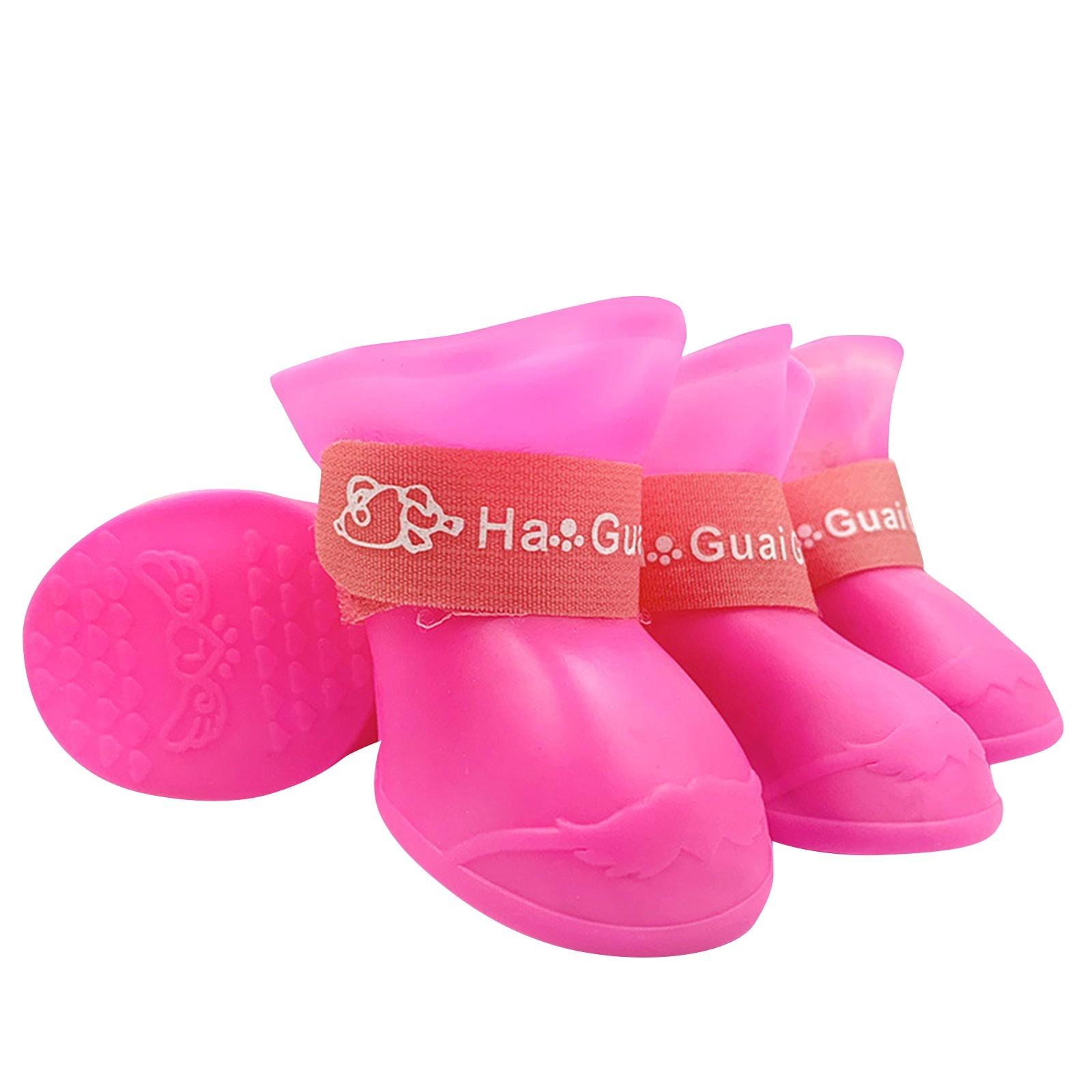 

Обувь для собак, нескользящие чехлы для ног, мягкие водонепроницаемые сапоги для маленьких собак и кошек S розовый