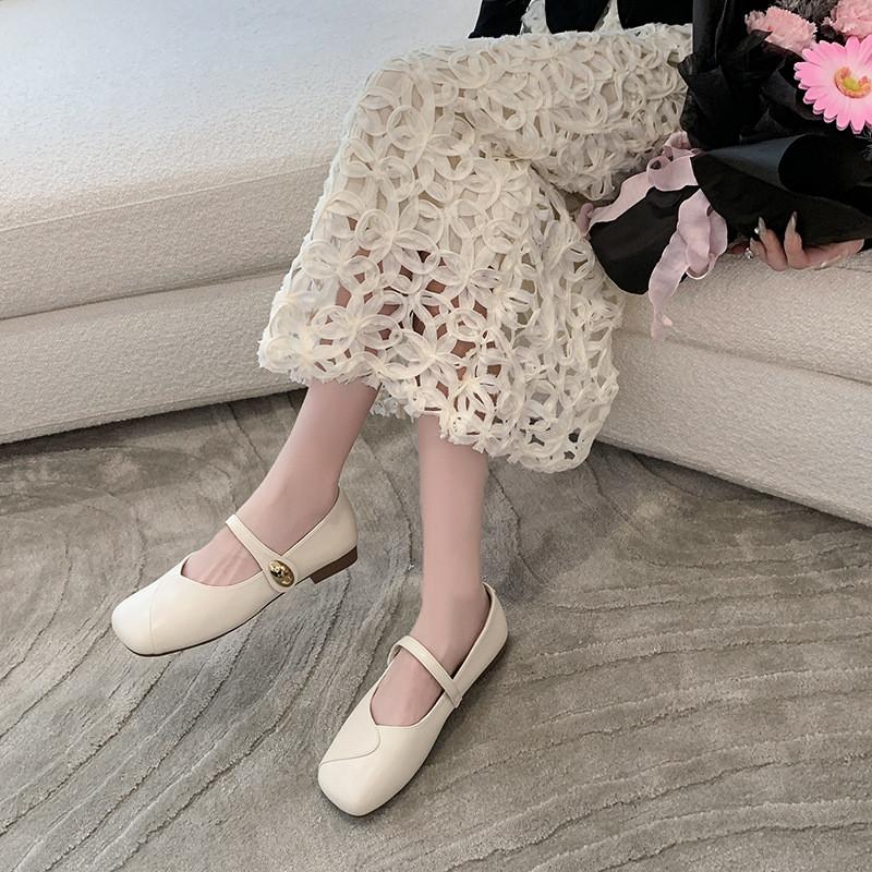 Vintage Mary Jane Shoes For Women With Pu Upper Low Heel Slipon Casual For Autumn