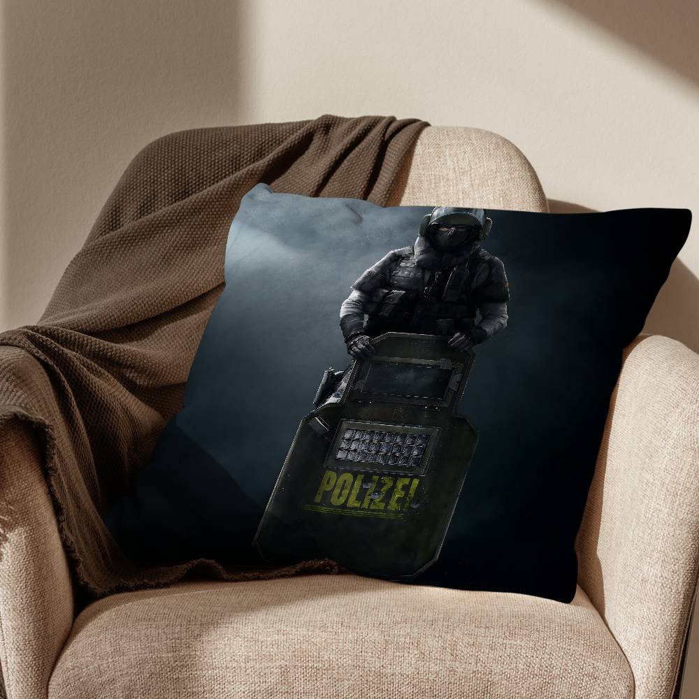 Solid Snake Game Rainbow Six Pillow Case Square DoubleSided Printing Short Plush Sofa Cushion Cover Bedroom Bedside Pillow