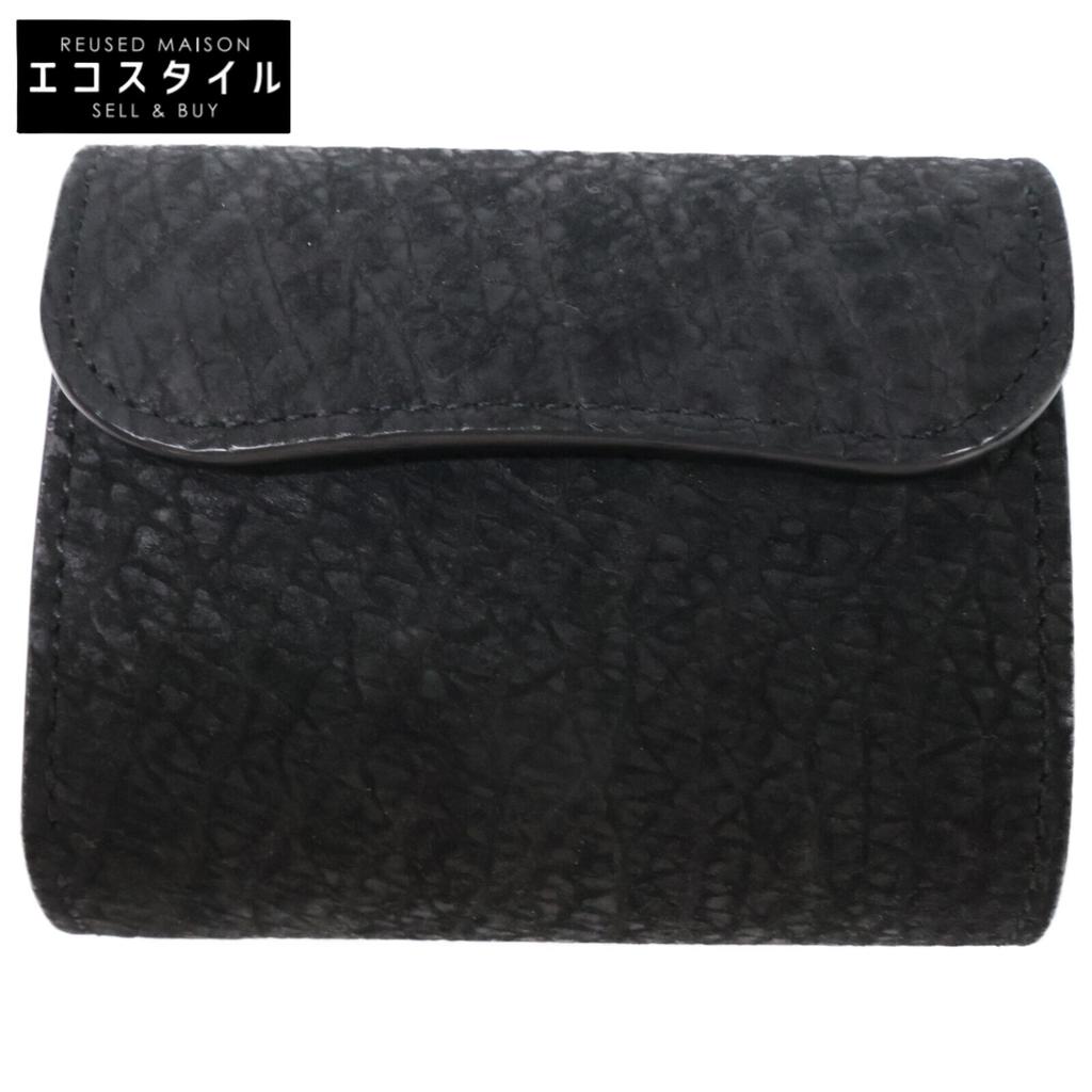 WILDSWANS CSS-ENO/HP/BKxSD/BK Eno Hippopotamus/Saddle Pull-Up Small Mini Wallet Bifold Wallet with Coin Pocket blackUsed